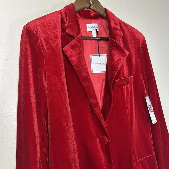 Premier Amour Velvet Womens Large Stretch Fabric Regular Fit Blazer Business - Picture 6 of 10